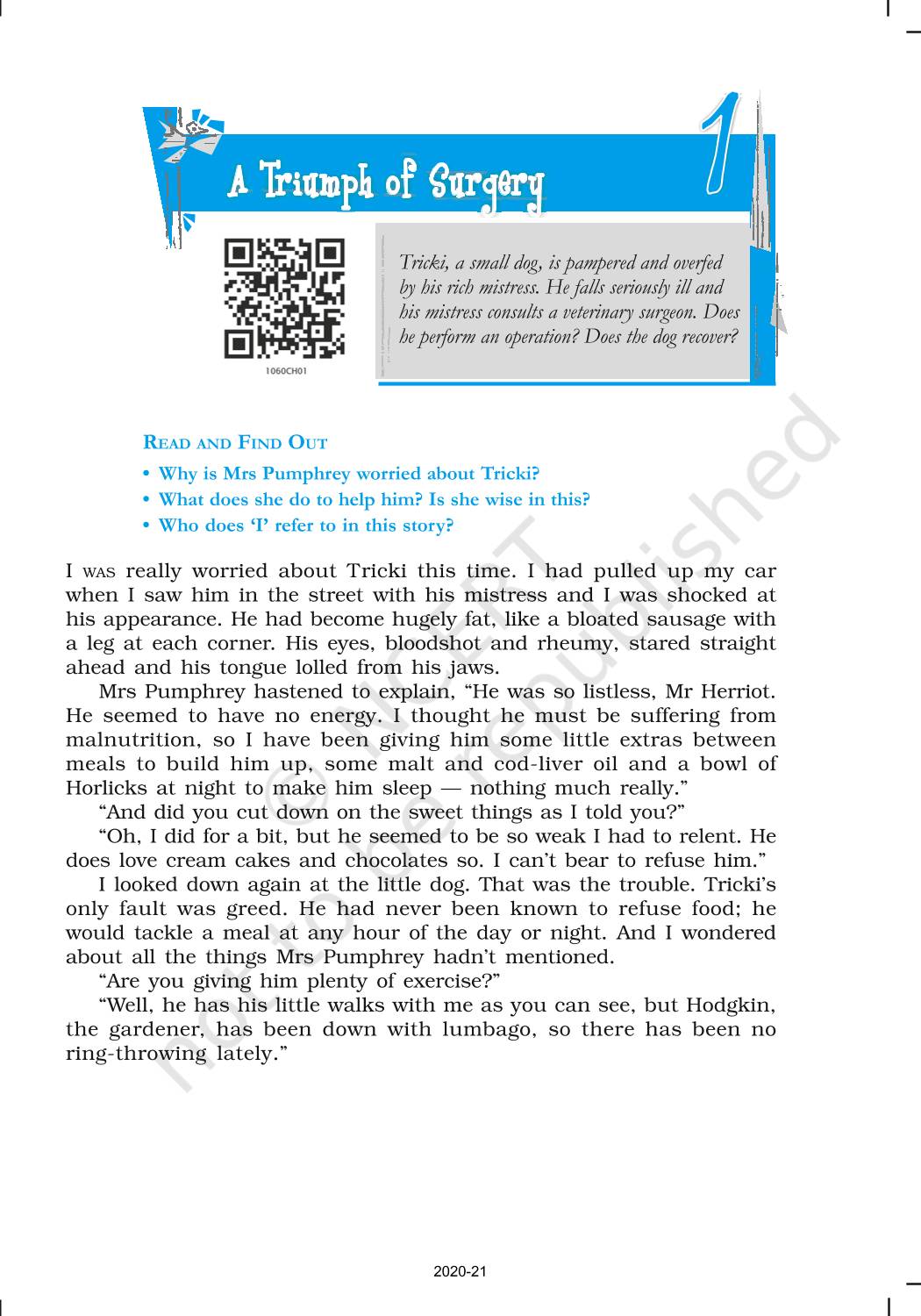 A triumph of surgery ncert book of class 10 footprints without feet